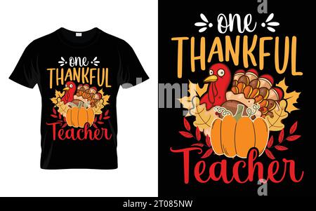 Ein dankbarer Lehrer lustiger Thanksgiving Türkei T-Shirt Design Vektor Stock Vektor