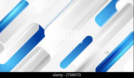 Grau und blau minimale Zusammensetzung mit geometrischen diagonalen Formen. Abstrakter weißer Cyan-Vektor-Konzept-technischer Hintergrund Stock Vektor