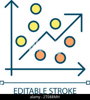 2D-bearbeitbares farbenfrohes Symbol für die Fehlervorhersage dünner Linien Stock Vektor
