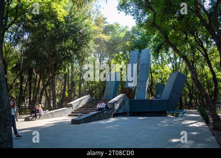 Mexiko-Stadt, CDMX, Mexiko, 6. Februar 2023, der Parque espana im Condesa-Gebiet von CDMX, Mexiko-Stadt. Nur redaktionell. Stockfoto