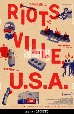 Riotsville, USA (2022) unter der Regie von Sierra Pettengill mit Charlene Modeste, Lyndon B. Johnson und Otto Kerner. Dokumentarfilm über die Militarisierung der Polizei und schafft eine Gegenerzählung zur Reaktion der Nation auf die Aufstände der späten 1960er Jahre US-Poster mit einem Blatt.***NUR REDAKTIONELLE VERWENDUNG*** Credit: BFA / Magnolia Pictures Stockfoto