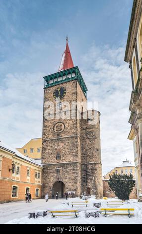 Valdicka valdicka Brana (Tor), 1568, im Winter, in Jičín, Tschechien Stockfoto