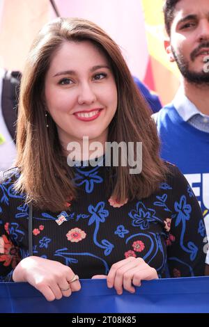 London, Großbritannien. September 2023. EU-Pro-Unterstützerin Stella Mavropoulou bei der Anti-Brexit-Rally im März in London, in der Großbritannien aufgefordert wurde, der Europäischen Union beizutreten. Stockfoto