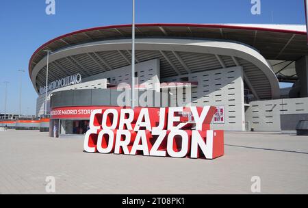 Madrid, Spanien. Oktober 2023. Stadion während der UEFA Champions League, Gruppenspiel E zwischen Atletico de Madrid und Feyenoord am 4. Oktober 2023 im Civitas Metropolitano Stadion in Madrid, Spanien. Foto: Laurent Lairys/ABACAPRESS.COM Credit: Abaca Press/Alamy Live News Stockfoto