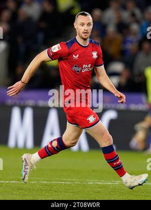 Leicester, Großbritannien. Oktober 2023. Will Keane aus Preston North End während des Sky Bet Championship Matches im King Power Stadium in Leicester. Der Bildnachweis sollte lauten: Andrew Yates/Sportimage Credit: Sportimage Ltd/Alamy Live News Stockfoto