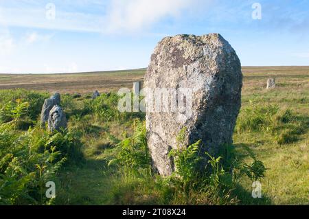 Tregeseal Steinkreis hoch auf den Mooren von Penwith, Cornwall, Großbritannien - John Gollop Stockfoto