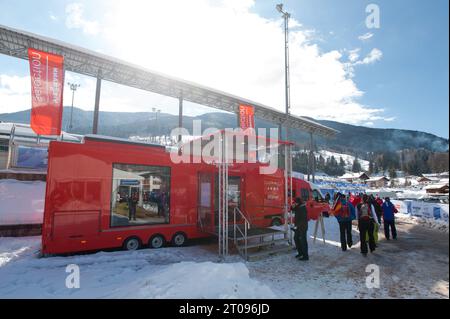 Viessmann Selection Truck FIS Nordische Ski Weltmeisterschaft 10 km der Frauen in Val di Fiemme, Italien am 26.02.2013 Stockfoto