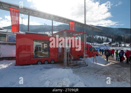 Viessmann Selection Truck FIS Nordische Ski Weltmeisterschaft 10 km der Frauen in Val di Fiemme, Italien am 26.02.2013 Stockfoto