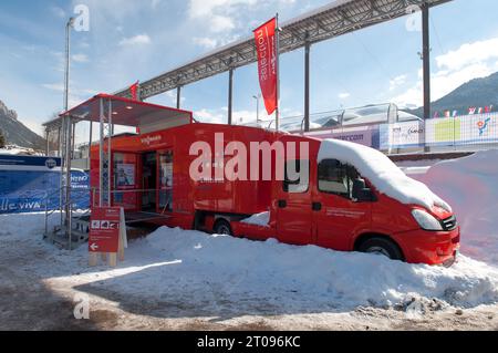 Viessmann Selection Truck FIS Nordische Ski Weltmeisterschaft 10 km der Frauen in Val di Fiemme, Italien am 26.02.2013 Stockfoto