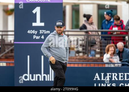 Carnoustie, Schottland. Oktober 2023. Louis Oosthuizen am 1. Tag der Alfred Dunhill Links Championship 2023. Quelle: Tim Gray/Alamy Live News Stockfoto