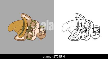 Niedliche Halloween Französisch Bulldog Hund Clipart Illustration und Schwarz und weiß. Clip Art Halloween Hund Stock Vektor