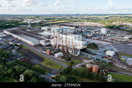 Aus der Vogelperspektive des Stahlwerks Liberty Steels in Aldwarke, Rotherham, South Yorkshire Stockfoto