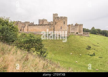 Alnwick Castle Northumberland Castle aus dem 11. Jahrhundert im Wesentlichen intakte Burg in der Grafschaft Northumberland, Großbritannien. Stockfoto