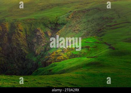 Die dramatische Küste der Hermaness auf Unst, Shetland Islands. Stockfoto