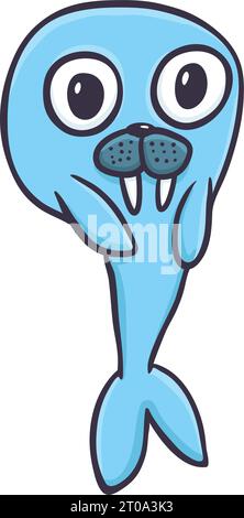 Cartoon seal Cute hand drawn animal. Vector Stock Vektor