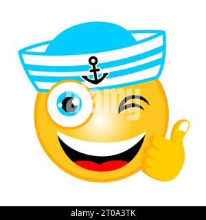 Vektor-Cartoon von Seemann Emoticon mit Daumen nach oben Stock Vektor