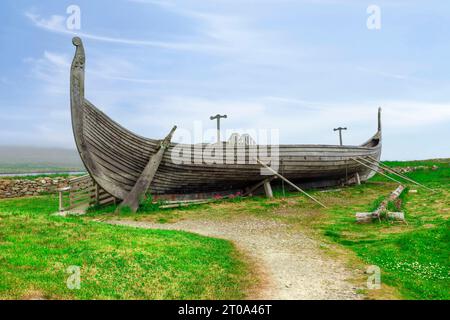 Das Wikingerprojekt bei Haroldswick auf Unst, Shetland Islands. Stockfoto