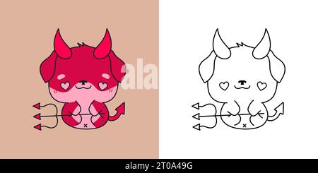 Niedliche Halloween Rottweiler Hund Clipart Illustration und Schwarz und weiß. Lustige Clip Art Halloween Hund Stock Vektor