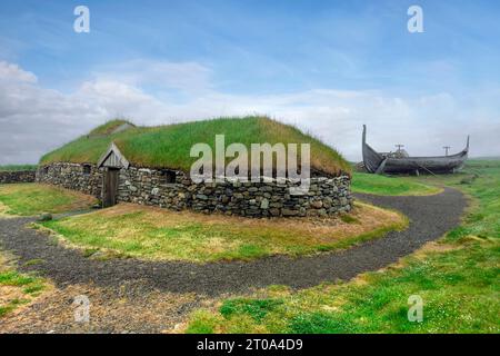 Das Wikingerprojekt bei Haroldswick auf Unst, Shetland Islands. Stockfoto