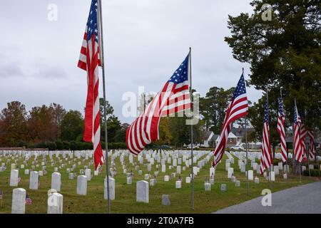 Der New Bern National Cemetery befindet sich in New Bern, North Carolina. Stockfoto