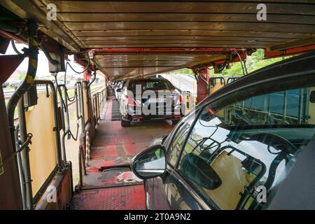 Auto, Autozug, Sylt-Shuttle, Niebüll, Schleswig-Holstein, Deutschland Stockfoto