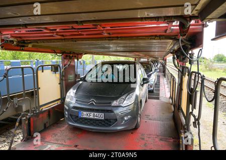 Auto, Autozug, Sylt-Shuttle, Niebüll, Schleswig-Holstein, Deutschland Stockfoto