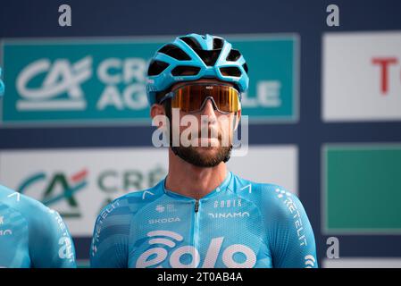 5. Oktober 2023, Borgofranco d'Ivrea, Turin, Italien: 107. Auflage des Gran Piemont Radrennens - Francesco Gavazzi. (Kreditbild: © Matteo SECCI/ZUMA Press Wire) NUR REDAKTIONELLE VERWENDUNG! Nicht für kommerzielle ZWECKE! Stockfoto