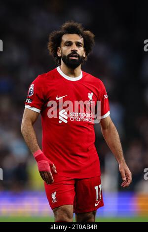LONDON, UK - 30. September 2023: Mohamed Salah aus Liverpool reagiert während des Premier League-Spiels zwischen Tottenham Hotspur und Liverpool FC in Tottenham Stockfoto
