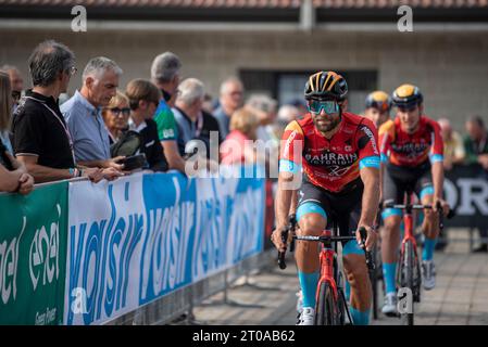 5. Oktober 2023, Borgofranco d'Ivrea, Turin, Italien: 107. Auflage des Gran Piemont Radrennens - Andrea Pasqualon. (Kreditbild: © Matteo SECCI/ZUMA Press Wire) NUR REDAKTIONELLE VERWENDUNG! Nicht für kommerzielle ZWECKE! Stockfoto