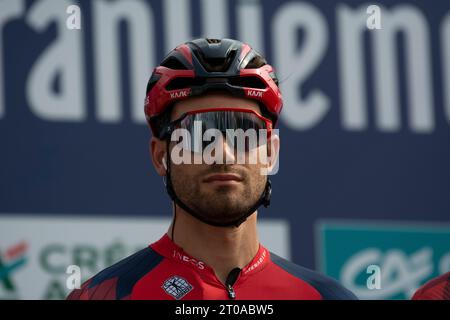 5. Oktober 2023, Borgofranco d'Ivrea, Turin, Italien: 107. Auflage des Gran Piemont Radrennens - Filippo Ganna. (Kreditbild: © Matteo SECCI/ZUMA Press Wire) NUR REDAKTIONELLE VERWENDUNG! Nicht für kommerzielle ZWECKE! Stockfoto