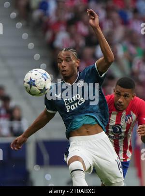 Calvin Stengs aus Feyenoord während des Fußballspiels der Gruppe E zwischen Atletico de Madrid und Feyenoord am 4. Oktober 2023 im Civitas Metropolitano Stadion in Madrid, Spanien - Foto Laurent Lairys /DPPI Stockfoto