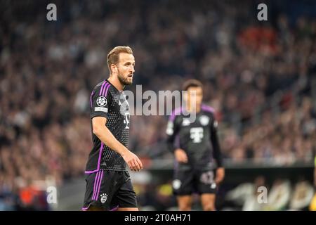 Kopenhagen, Dänemark. Oktober 2023. Harry Kane (9) von Bayern München, der während des UEFA Champions League-Spiels zwischen dem FC Kopenhagen und dem Bayern München in Parken in Kopenhagen zu sehen war. (Foto: Gonzales Photo - Frederikke Jensen). Stockfoto