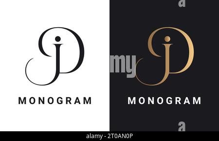 Luxuriöses Initial JD für DJ Monogram Textbuchstaben-Logo-Design Stock Vektor