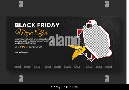 Kreatives vertikales vertikales, schwarzes freitag-Super-Mega-Sell-Angebot mit Rabattangebot-Bannerdesign Stock Vektor