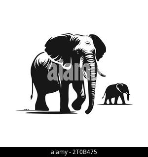 Elefanten auf weißem Hintergrund. Vektorsilhouette Illustration von Elefanten Stock Vektor