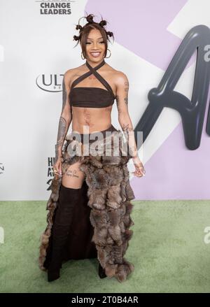 Atlanta, Usa. Oktober 2023. Glorilla kommt am 3. Oktober 2023 bei den BET Hip Hop Awards im Cobb Energy Performing Arts Center in Atlanta, GA. (Foto: Mike Ware/SIPA USA) Credit: SIPA USA/Alamy Live News Stockfoto