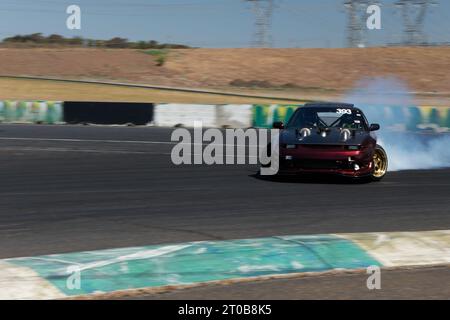 Calder Park Raceway Victoria Australia 30. September 2023, Eine Sequenz von Bildern eines Nissan 180 SX Sportwagens mit zwei Turboaufladung Stockfoto