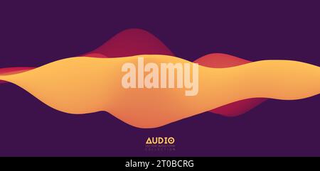Visualisierung von Schallwellen. Orangefarbene 3D-Signalform. Muster für Sprachmuster. Stock Vektor