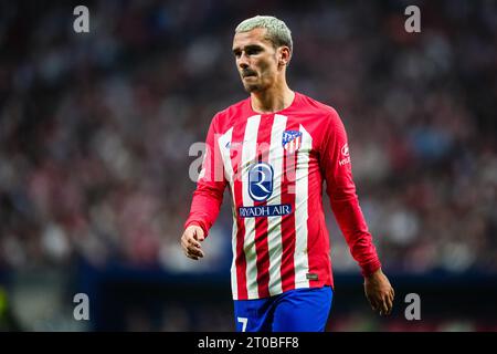 Madrid, Spanien. Oktober 2023. Madrid - Antoine Griezmann von Atletico Madrid während der zweiten Etappe der Gruppenphase der UEFA Champions League zwischen Atletico Madrid und Feyenoord im Estadio Metropolitano am 4. Oktober 2023 in Madrid. Credit: Box to Box Pictures/Alamy Live News Stockfoto