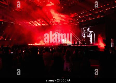 Coral Gables, Usa. Oktober 2023. Die Latin Billboard Music Awards 2023 finden am Donnerstag, den 05. Oktober 2023, an der University of Miami, Watsco Center, in Coral Gables, Florida, statt. Foto: Gary i Rothstein/UPI Credit: UPI/Alamy Live News Stockfoto