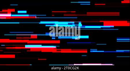 Abstrakter blauroter Tech-Hintergrund mit leuchtenden Neonlinien. Retro-Grafik mit Lasereffekt. Futuristische Vektor-Illustration Stock Vektor