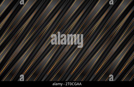 Abstraktes schwarzes Bronzestrukturdesign mit Streifen und Linien. Goldener Hintergrund der Deluxe-Technologie. Geometrische Vektorillustration Stock Vektor