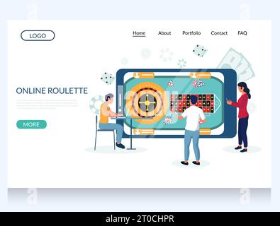 Design-Vorlage für Landing-Page für Online-Roulette-Vektor-Website Stock Vektor