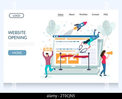Designvorlage für Websiteöffnung Vektor-Website-Landing-Page Stock Vektor