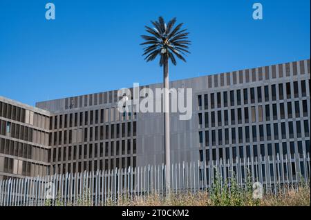 06.09.2023, Berlin, Deutschland, Europa - Ansicht des Hauptgebäudes des Bundesnachrichtendienstes (BND). Stockfoto