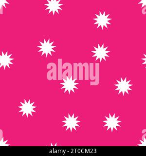Nahtloses Muster mit sternförmigen geometrischen Elementen auf rosafarbenem Hintergrund. Drucken ideal für Gewebe, Textilien und Geschenkpapier. Vektorabbildung Stock Vektor