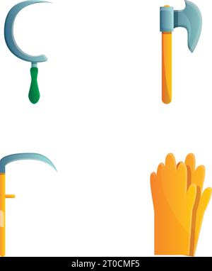 Yard Work Icons setzen Cartoon Vektor. Gartenbestand. Gartenbau, Gartenbau Stock Vektor