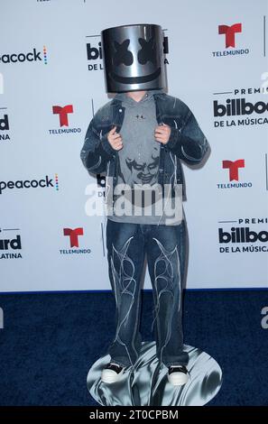 Miami, Vereinigte Staaten Von Amerika. Oktober 2023. PREMIOS BILLBOARD DE LA Música LATINA 2023 -- im Bild: Marshmello kommt am 5. Oktober 2023 im Watsco Center in Coral Gables, FL an (Foto: Alberto E. Tamargo/SIPA USA) Credit: SIPA USA/Alamy Live News Stockfoto