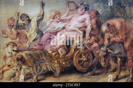 Der Triumphzug von Bacchus (1636) Peter Paul Rubens (1577–1640) belgischer Meistermaler. Stockfoto