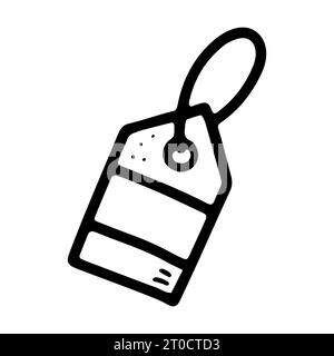 Kritzeletikett mit Streifen. Handgezeichneter Umriss Präsenzkarte isoliert auf weißem Hintergrund. Glückwunschzeichen, Einladung, Post, Valentinstag, Chri Stock Vektor